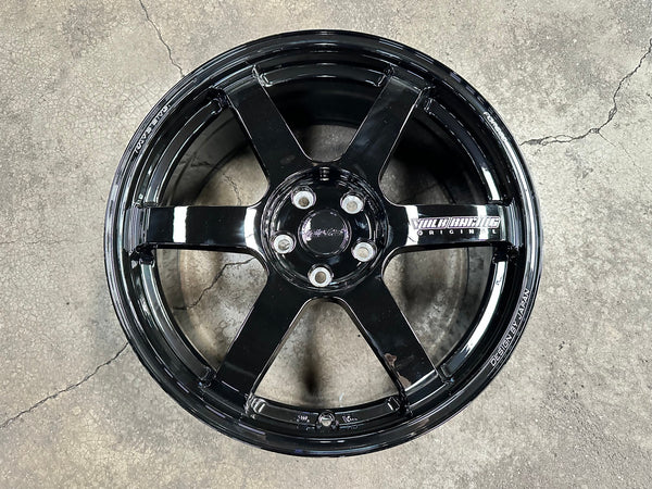 New 19X8.5 ET42 AOW Flow Formed TE37 SAGA Rim (4 wheel) Gloss Black 5X112