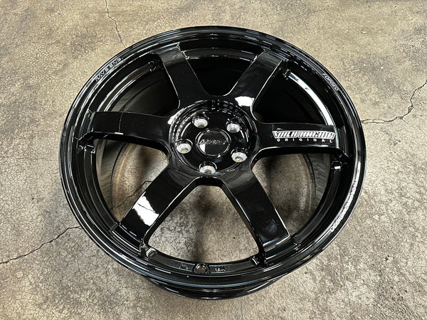 New 19X8.5 ET42 AOW Flow Formed TE37 SAGA Rim (4 wheel) Gloss Black 5X114.3
