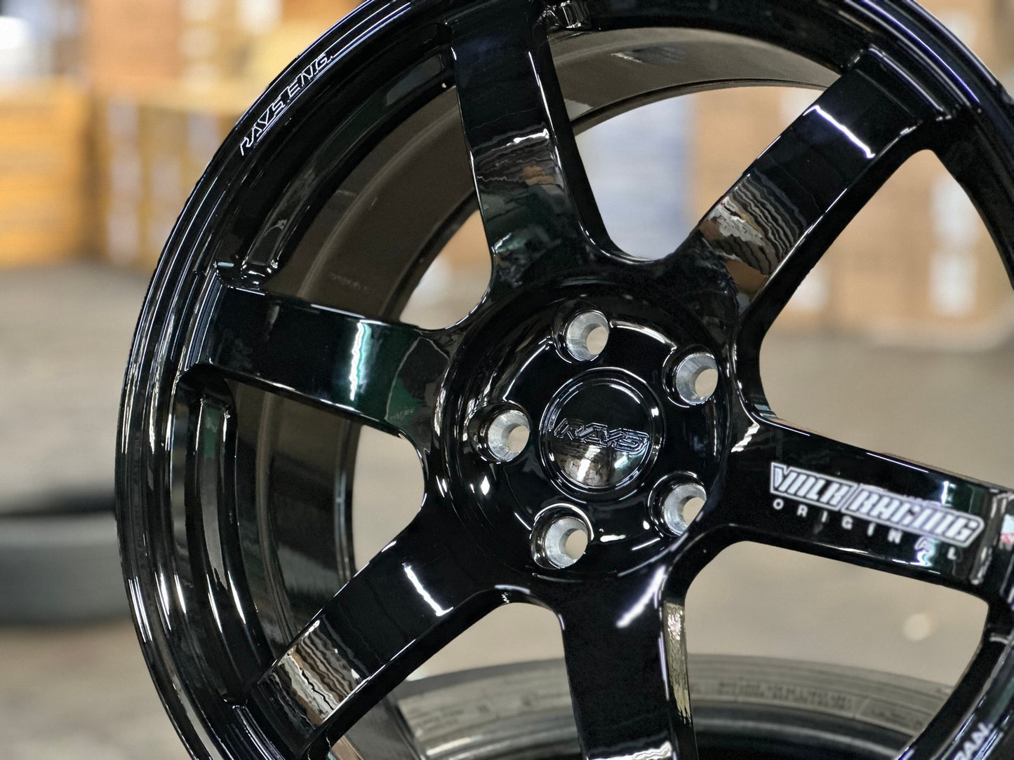 New 19X8.5 ET42 AOW Flow Formed TE37 SAGA Rim (4 wheel) Gloss Black 5X112