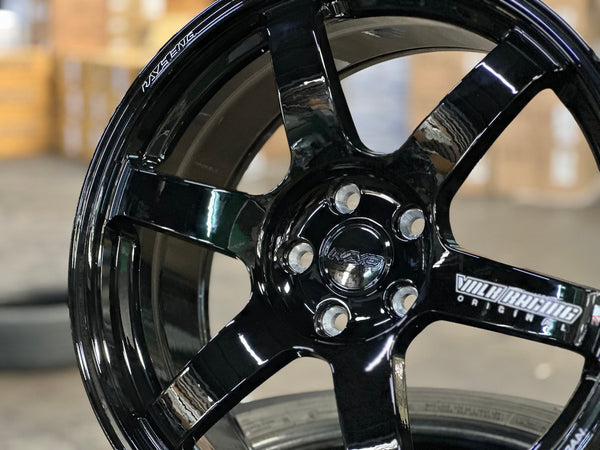 New 19X8.5 ET42 AOW Flow Formed TE37 SAGA Rim (4 wheel) Gloss Black 5X112