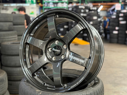 New 19X8.5 ET42 AOW Flow Formed TE37 SAGA Rim (4 wheel) Dark Gunmetal 5X112