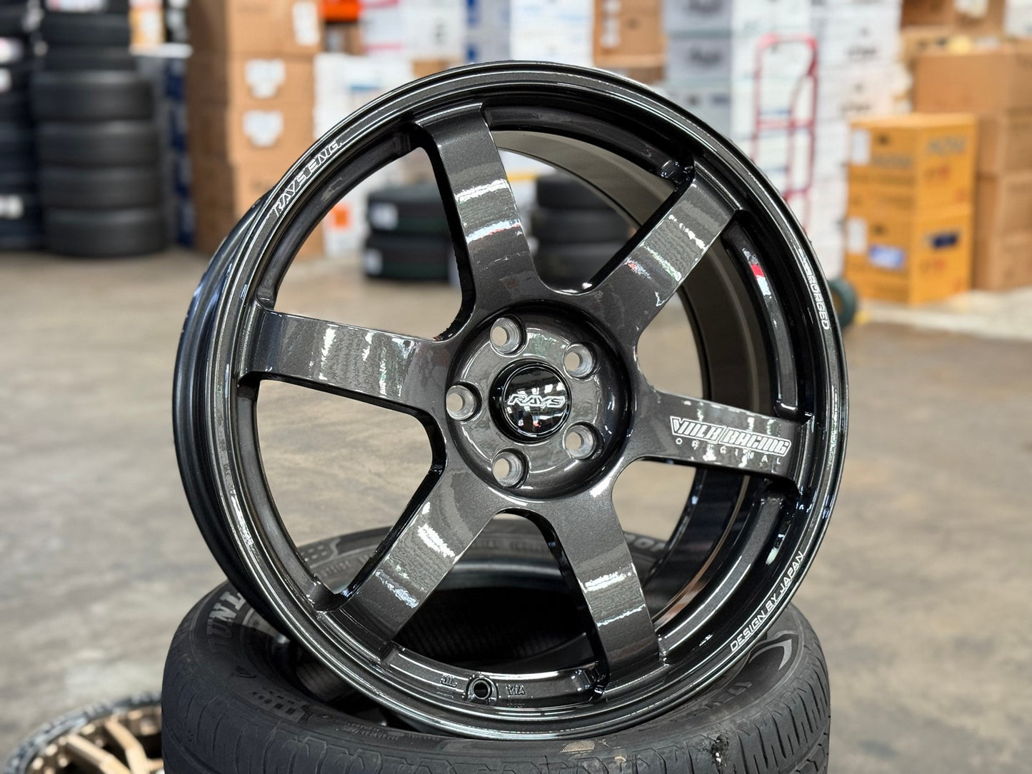 New 19X8.5 ET42 AOW Flow Formed TE37 SAGA Rim (4 wheel) Dark Gunmetal 5X114.3
