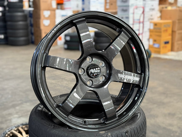 New 19X8.5 ET42 AOW Flow Formed TE37 SAGA Rim (4 wheel) Dark Gunmetal 5X114.3