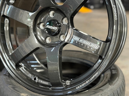 New 19X8.5 ET42 AOW Flow Formed TE37 SAGA Rim (4 wheel) Dark Gunmetal 5X112