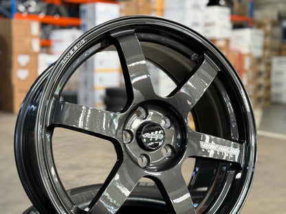 New 19X8.5 ET42 AOW Flow Formed TE37 SAGA Rim (4 wheel) Dark Gunmetal 5X112