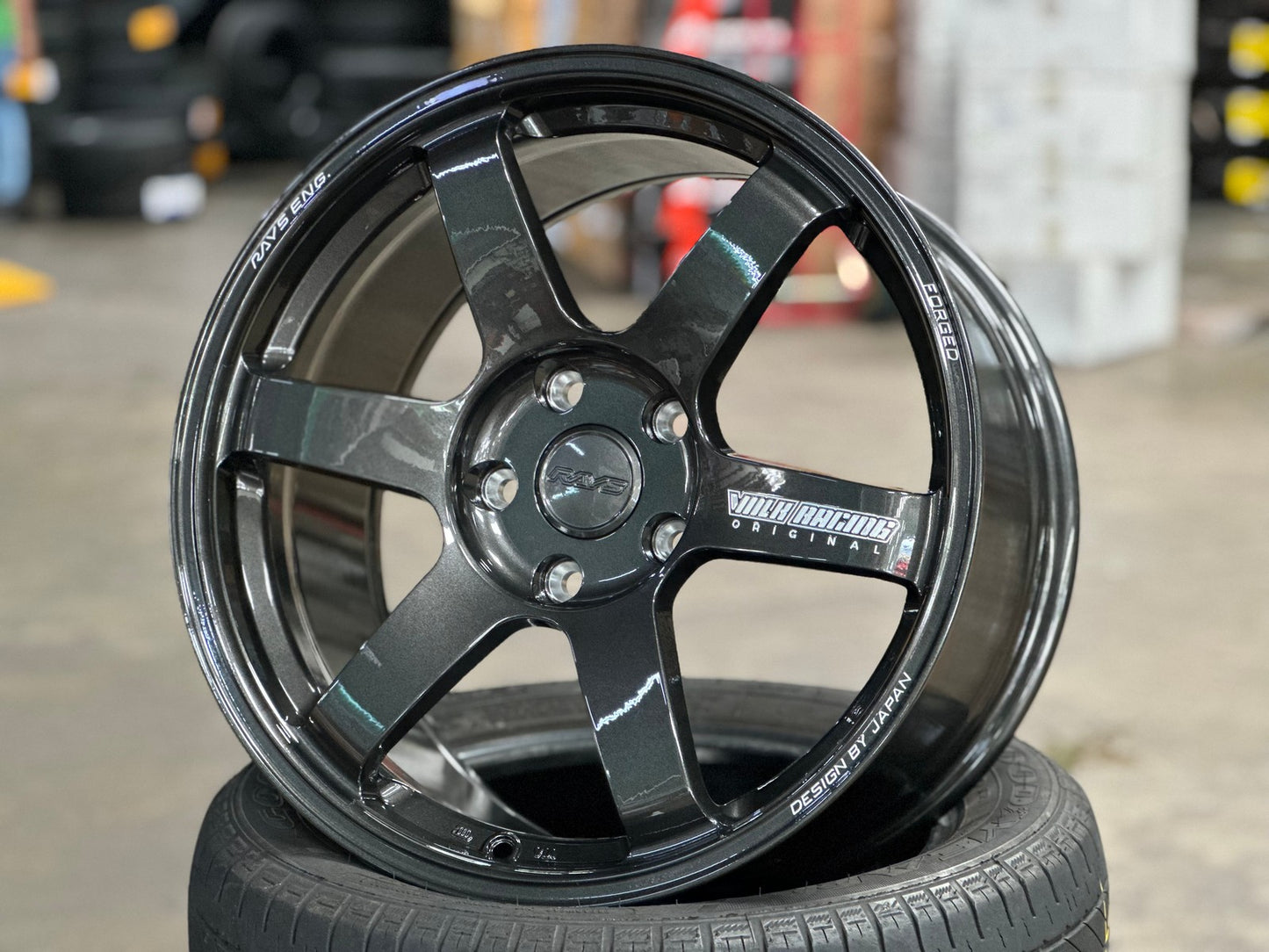 New 18X9.5 ET44 AOW Flow Formed TE37 SAGA Rim (4 wheel) Dark Gunmetal 5X120