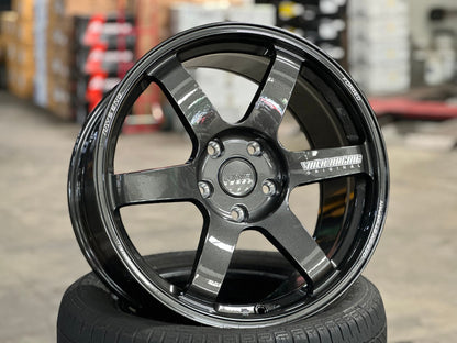New 18X9.5 ET44 AOW Flow Formed TE37 SAGA Rim (4 wheel) Dark Gunmetal 5X120