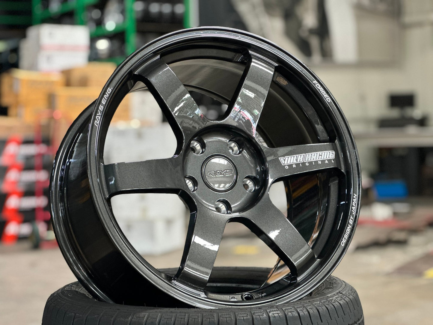 New 18X9.5 ET44 AOW Flow Formed TE37 SAGA Rim (4 wheel) Dark Gunmetal 5X120