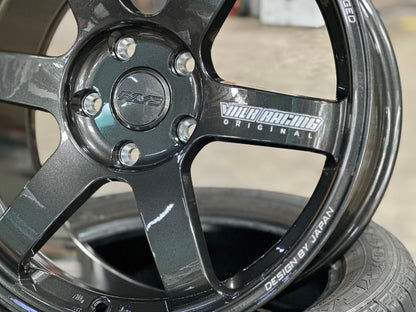 New 18X9.5 ET44 AOW Flow Formed TE37 SAGA Rim (4 wheel) Dark Gunmetal 5X120