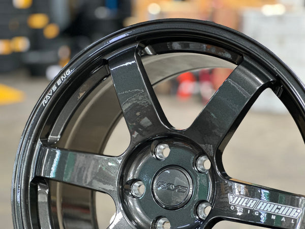 New 18X9.5 ET44 AOW Flow Formed TE37 SAGA Rim (4 wheel) Dark Gunmetal 5X120