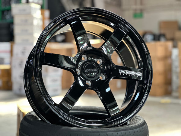 New 19X9.5 ET40 AOW Flow Formed TE37 SAGA Rim (4 wheel) Gloss Black 5X120