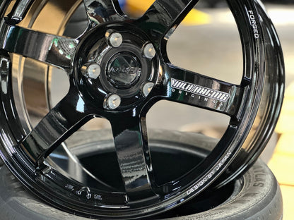 New 19X9.5 ET40 AOW Flow Formed TE37 SAGA Rim (4 wheel) Gloss Black 5X120