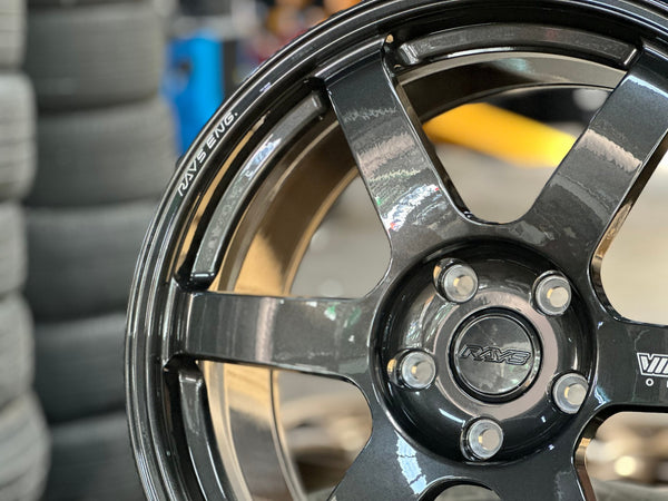 New 19X9.5 ET40 AOW Flow Formed TE37 SAGA Rim (4 wheel) Gloss Gunmetal 5X120