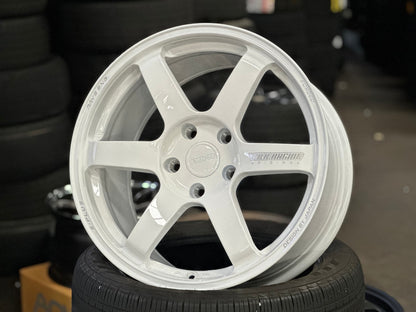 New 18X9.5 ET44 AOW Flow Formed TE37 SAGA Rim (4 wheel) Gloss White 5X120
