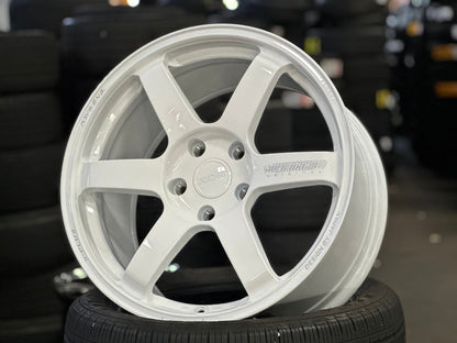 New 18X9.5 ET44 AOW Flow Formed TE37 SAGA Rim (4 wheel) Gloss White 5X120