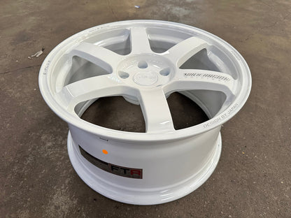 New 18X9.5 ET44 AOW Flow Formed TE37 SAGA Rim (4 wheel) Gloss White 5X120