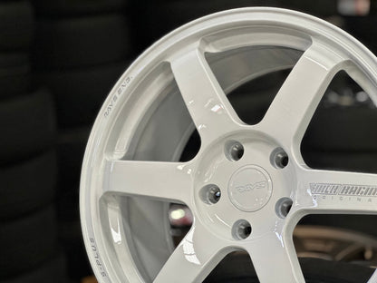 New 18X9.5 ET44 AOW Flow Formed TE37 SAGA Rim (4 wheel) Gloss White 5X120