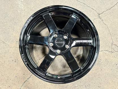 New 18X9.5 ET44 AOW Flow Formed TE37 SAGA Rim (4 wheel) Gloss Black 5X120