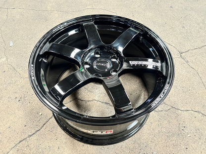 New 18X9.5 ET44 AOW Flow Formed TE37 SAGA Rim (4 wheel) Gloss Black 5X120