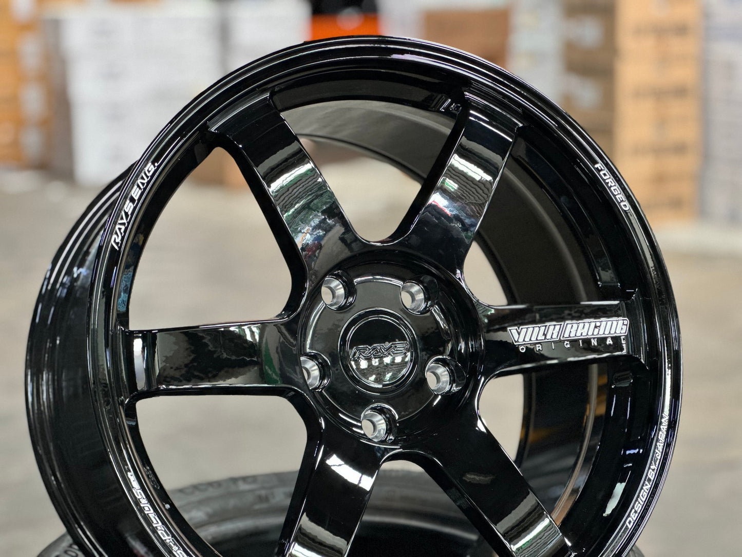 New 18X9.5 ET44 AOW Flow Formed TE37 SAGA Rim (4 wheel) Gloss Black 5X120