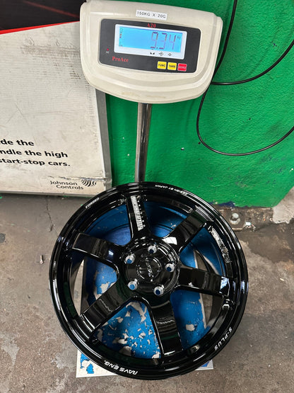 New 18X9.5 ET44 AOW Flow Formed TE37 SAGA Rim (4 wheel) Gloss Black 5X120