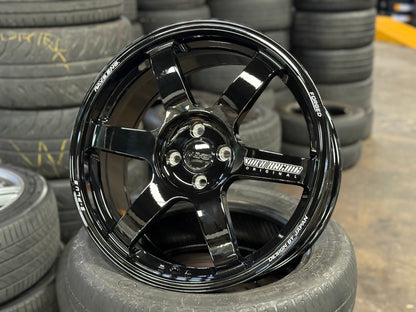 New 18X8 ET42 AOW Flow Formed TE37 SAGA Rim (4 wheel) Gloss Black 4X100