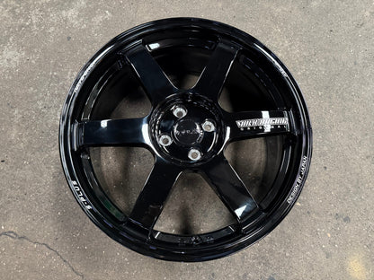 New 18X8 ET42 AOW Flow Formed TE37 SAGA Rim (4 wheel) Gloss Black 4X100