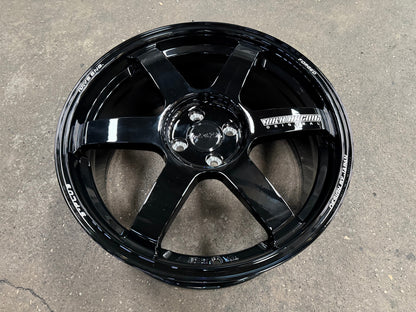 New 18X8 ET42 AOW Flow Formed TE37 SAGA Rim (4 wheel) Gloss Black 4X100