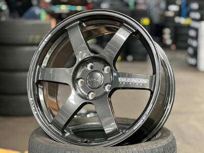 New 18X8 ET45 AOW Flow Formed TE37 SAGA Rim (4 wheel) Dark Gunmetal 5X114.3