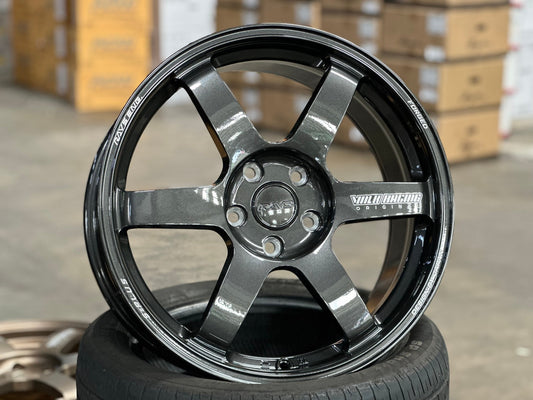 NEW 18X8 ET45 AOW TE37 Saga S Plus Flow Formed Rim (4 wheel) Dark Gunmetal 5X112