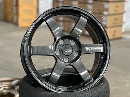New 18X8 ET45 AOW Flow Formed TE37 SAGA Rim (4 wheel) Dark Gunmetal 5X114.3