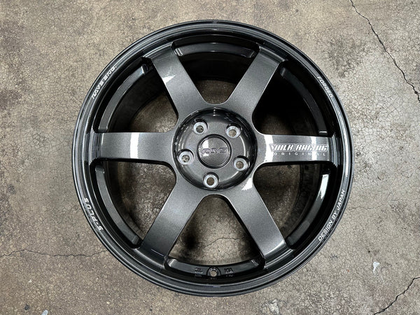 New 18X8 ET45 AOW Flow Formed TE37 SAGA Rim (4 wheel) Dark Gunmetal 5X114.3