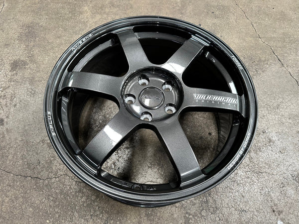 New 18X8 ET45 AOW Flow Formed TE37 SAGA Rim (4 wheel) Dark Gunmetal 5X114.3