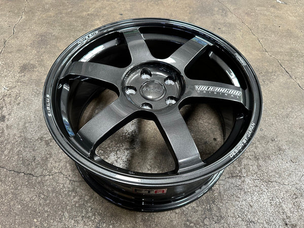 New 18X8 ET45 AOW Flow Formed TE37 SAGA Rim (4 wheel) Dark Gunmetal 5X112