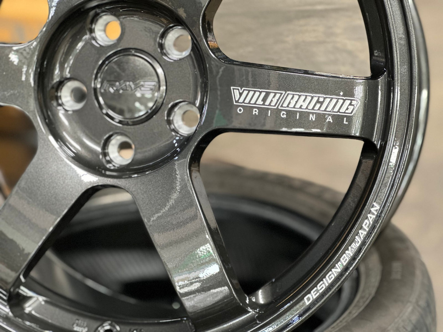 New 18X8 ET45 AOW Flow Formed TE37 SAGA Rim (4 wheel) Dark Gunmetal 5X112