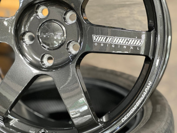 New 18X8 ET45 AOW Flow Formed TE37 SAGA Rim (4 wheel) Dark Gunmetal 5X112