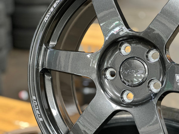 New 18X8 ET45 AOW Flow Formed TE37 SAGA Rim (4 wheel) Dark Gunmetal 5X114.3