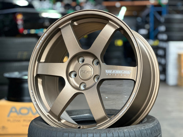 New 18X8 ET45 AOW Flow Formed TE37 SAGA Rim (4 wheel) Matt Bronze 5X112