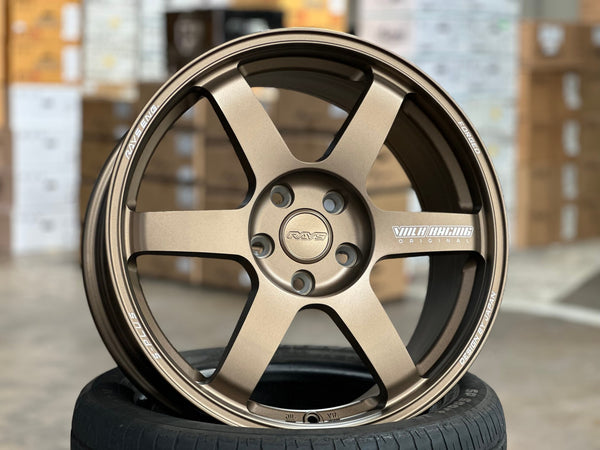 New 18X8 ET45 AOW Flow Formed TE37 SAGA Rim (4 wheel) Matt Bronze 5X112