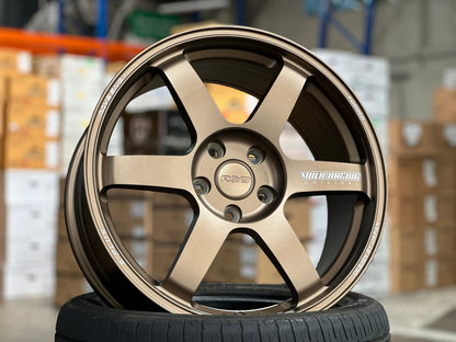 New 18X8 ET45 AOW Flow Formed TE37 SAGA Rim (4 wheel) Matt Bronze 5X112
