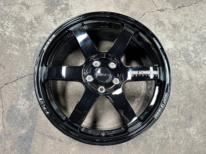 New 18X8 ET45 AOW Flow Formed TE37 SAGA Rim (4 wheel) Gloss Black 5X112