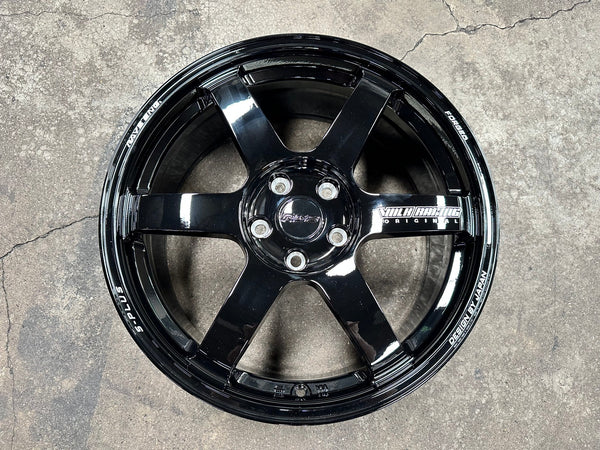 New 18X8 ET45 AOW Flow Formed TE37 SAGA Rim (4 wheel) Gloss Black 5X112