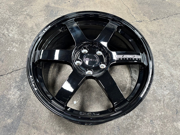 New 18X8 ET45 AOW Flow Formed TE37 SAGA Rim (4 wheel) Gloss Black 5X112