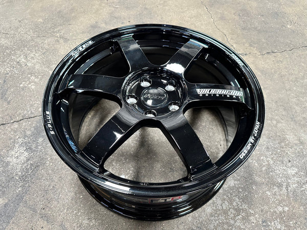 New 18X8 ET45 AOW Flow Formed TE37 SAGA Rim (4 wheel) Gloss Black 5X114.3