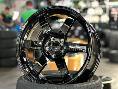 New 18X8.5 ET42 AOW Flow Formed TE37 SAGA Rim (4 wheel) Gloss Black 5X114.3