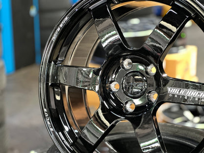 New 18X8.5 ET42 AOW Flow Formed TE37 SAGA Rim (4 wheel) Gloss Black 5X112