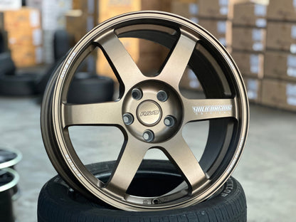 New 18X8.5 ET42 AOW Flow Formed TE37 SAGA Rim (4 wheel) Matt Bronze 5X114.3