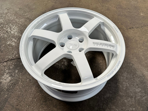 New 18X8.5 ET42 AOW Flow Formed TE37 SAGA Rim (4 wheel) Gloss White 5X112