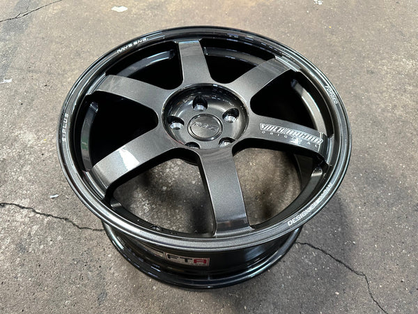 New 18X8.5 ET42 AOW Flow Formed TE37 SAGA Rim (4 wheel) Dark Gunmetal 5X112