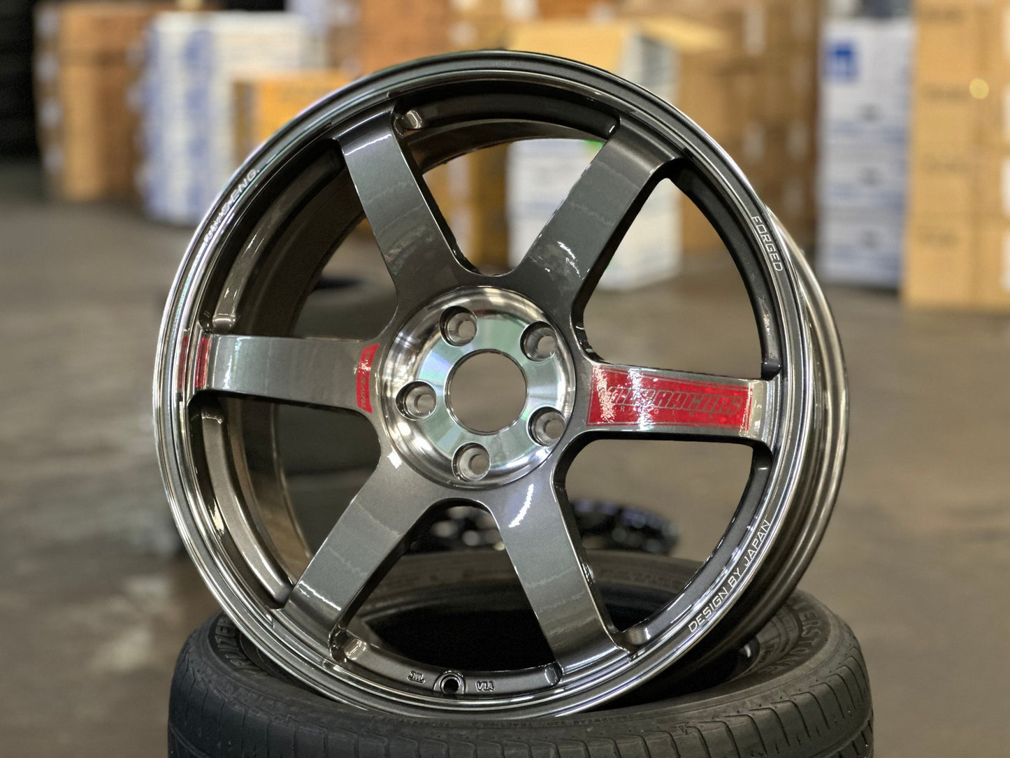 New 19X8.5 ET42 AOW Flow Formed TE37 SAGA Rim (4 wheel) Gloss Gunmetal 5X114.3
